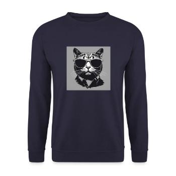 Cool Cat#2 - Unisex Pullover - Navy - Vorne - Alina (178cm) & Michal (187cm)