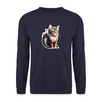 Cute Cartoon Kiddy Cat 2 - Unisex Sweatshirt - navy - Front - Alina (178cm) & Michal (187cm)