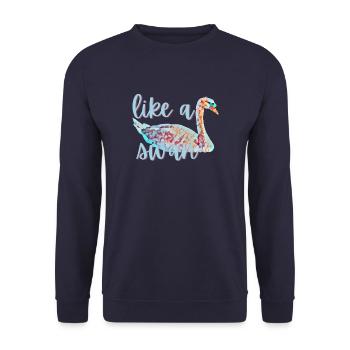 Wie ein Schwan - wunderschön und frei - Unisex Pullover - Navy - Vorne - Alina (178cm) & Michal (187cm)