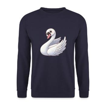 Weißer Schwan als himmlischer Engel - Unisex Pullover - Navy - Vorne - Alina (178cm) & Michal (187cm)