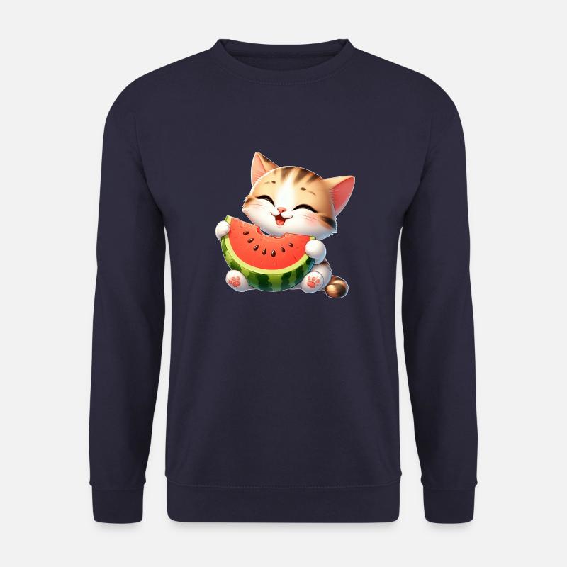 Melon Chat Pastèque Drôle Fruité - Sweat-shirt Unisexe - marine