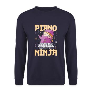 Piano Ninja Funny Piano Player Keyboard - Unisex Pullover - Navy - Vorne - Alina (178cm) & Michal (187cm)