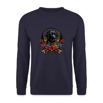 Labrador Retriever noir Cottage Core fleurs - Sweat-shirt Unisexe - marine - Devant - Alina (178cm) & Michal (187cm)