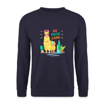 No Problama, funny animal - Unisex Pullover - Navy - Vorne - Alina (178cm) & Michal (187cm)