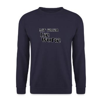 Mir fehlen die Worte - Unisex Pullover - Navy - Vorne - Alina (178cm) & Michal (187cm)