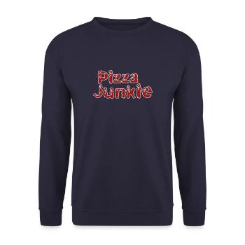 Pizza Junkie - Unisex Sweatshirt - navy - Front - Alina (178cm) & Michal (187cm)