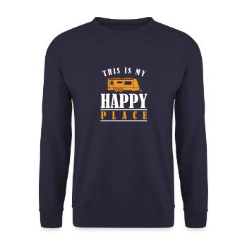 C'est mon endroit heureux Camper Van Caravan - Sweat-shirt Unisexe - marine - Devant - Alina (178cm) & Michal (187cm)