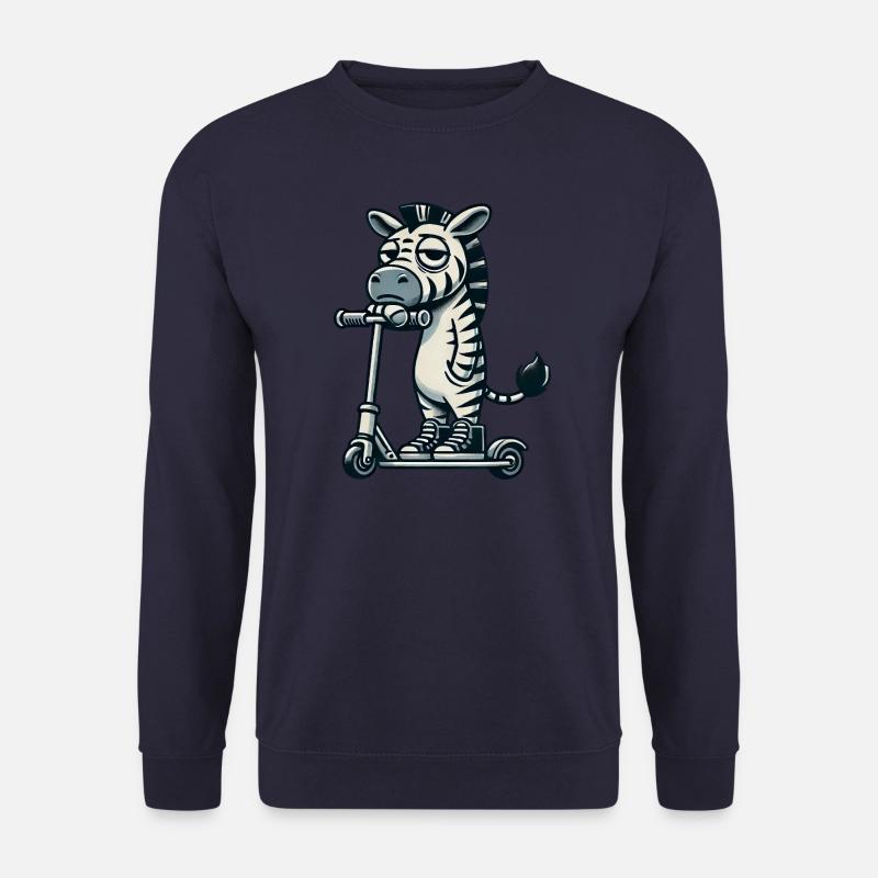Zebra Scooter Kickroller Funny Comic - Unisex Sweatshirt - navy