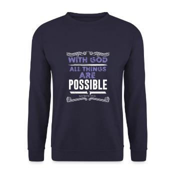 Bible God Everything Possible - Unisex Sweatshirt - navy - Front - Alina (178cm) & Michal (187cm)