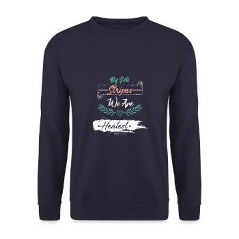 Bible Verse Healing - Unisex Sweatshirt - navy - Front - Alina (178cm) & Michal (187cm)
