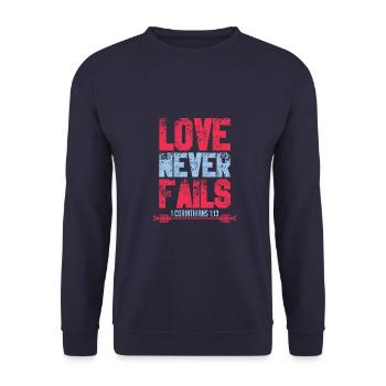 bibelvers jesus liebe - Unisex Pullover - Navy - Vorne - Alina (178cm) & Michal (187cm)