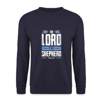 bibel spruch hirte - Unisex Pullover - Navy - Vorne - Alina (178cm) & Michal (187cm)
