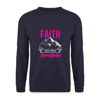 bibelvers glaube berge spruch - Unisex Pullover - Navy - Vorne - Alina (178cm) & Michal (187cm)