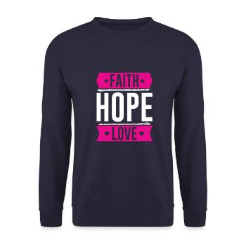 Bibelvers glaube hoffnung liebe - Unisex Pullover - Navy - Vorne - Alina (178cm) & Michal (187cm)