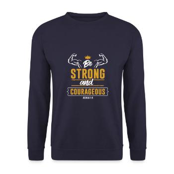 bibelvers strong jesus spruch - Unisex Pullover - Navy - Vorne - Alina (178cm) & Michal (187cm)