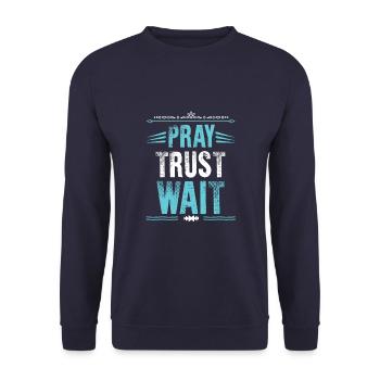 Verset biblique Prier Faire confiance à Jésus - Sweat-shirt Unisexe - marine - Devant - Alina (178cm) & Michal (187cm)