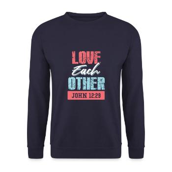 bibelvers liebe jesus spruch - Unisex Pullover - Navy - Vorne - Alina (178cm) & Michal (187cm)