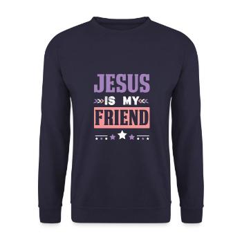 Bible Jesus Friend Proverb - Unisex Sweatshirt - navy - Front - Alina (178cm) & Michal (187cm)