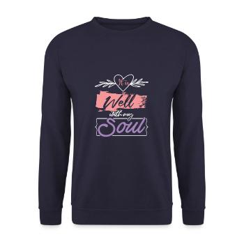 Verset biblique Âme Jésus - Sweat-shirt Unisexe - marine - Devant - Alina (178cm) & Michal (187cm)