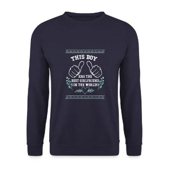 beste freundin der welt spruch - Unisex Pullover - Navy - Vorne - Alina (178cm) & Michal (187cm)