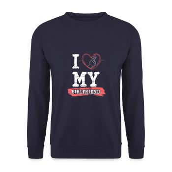 ich liebe meine freundin - Unisex Pullover - Navy - Vorne - Alina (178cm) & Michal (187cm)