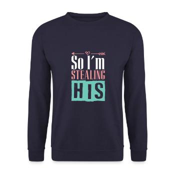 paar herz liebe - Unisex Pullover - Navy - Vorne - Alina (178cm) & Michal (187cm)
