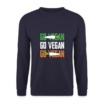 go vegan spruch - Unisex Pullover - Navy - Vorne - Alina (178cm) & Michal (187cm)