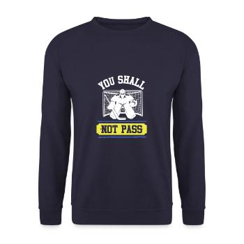 Ice Hockey Goalie - Unisex Sweatshirt - navy - Front - Alina (178cm) & Michal (187cm)