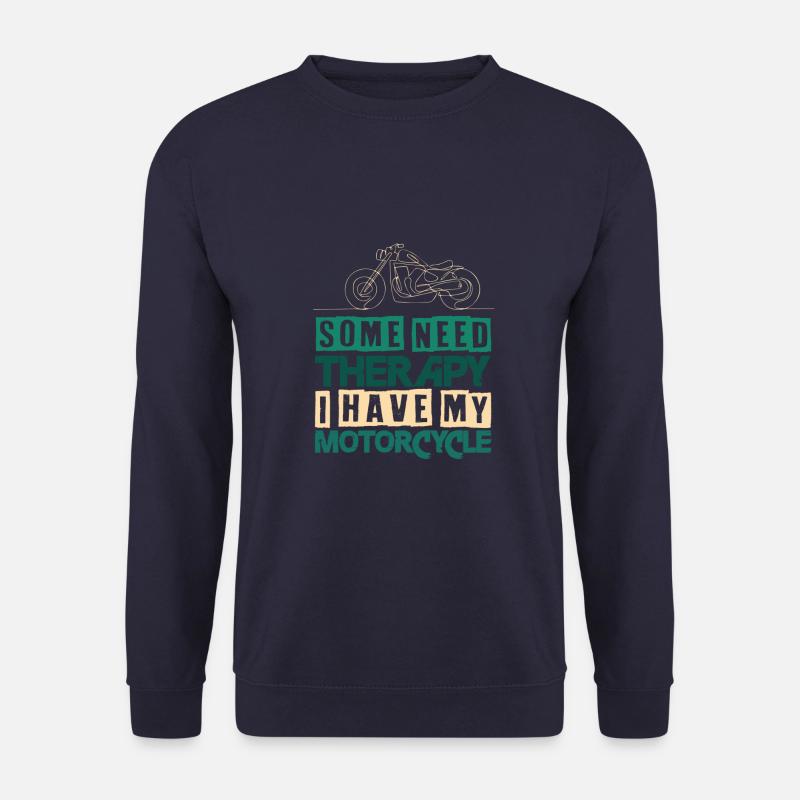 Motorcycle Therapy Biker Saying - Unisex Sweatshirt - navy