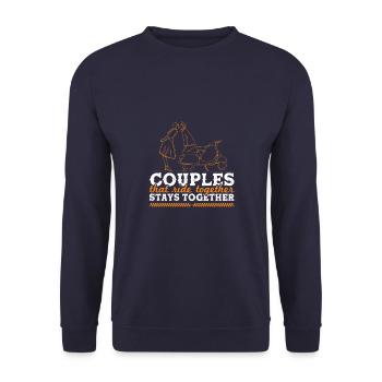 motorrad paare spruch couple - Unisex Pullover - Navy - Vorne - Alina (178cm) & Michal (187cm)
