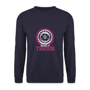 trucker spruch truck - Unisex Pullover - Navy - Vorne - Alina (178cm) & Michal (187cm)
