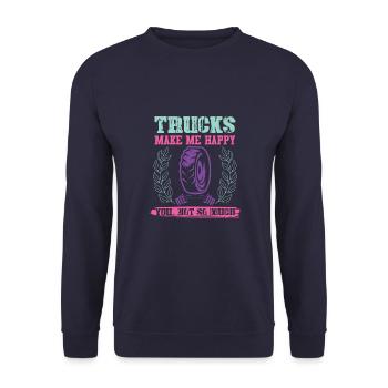 Camionneur heureux - Sweat-shirt Unisexe - marine - Devant - Alina (178cm) & Michal (187cm)
