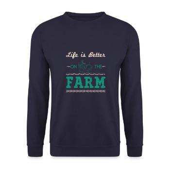 La vie est meilleure Agriculteur - Sweat-shirt Unisexe - marine - Devant - Alina (178cm) & Michal (187cm)