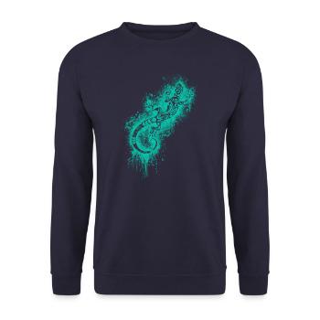 Lizard gecko tribal tattoo turquoise - Unisex Sweatshirt - navy - Front - Alina (178cm) & Michal (187cm)