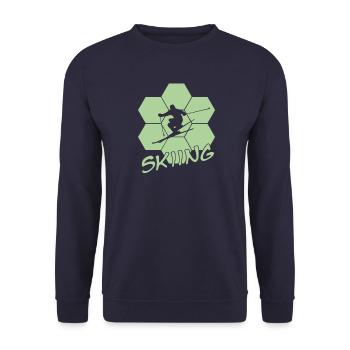 Skifahren, Skiing, Ski - Unisex Pullover - Navy - Vorne - Alina (178cm) & Michal (187cm)