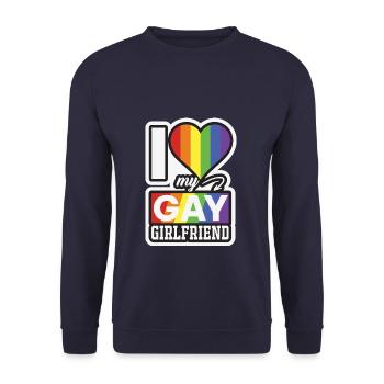 LBGT Drapeau Gay Pride Human Love Girlfriend - Sweat-shirt Unisexe - marine - Devant - Alina (178cm) & Michal (187cm)
