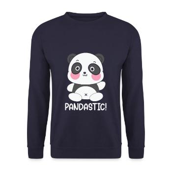 Pandastic Panda Funny Animal Puns - Unisex Sweatshirt - navy - Front - Alina (178cm) & Michal (187cm)