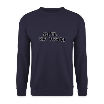Save the world - Unisex Sweatshirt - navy - Front - Alina (178cm) & Michal (187cm)