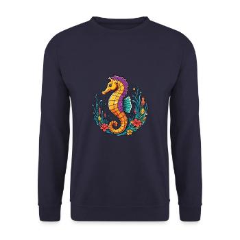 Sea horse - Unisex Sweatshirt - navy - Front - Alina (178cm) & Michal (187cm)