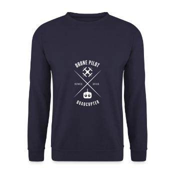 Drone Pilot - Quadcopter - Since 2018 - Unisex Sweatshirt - navy - Front - Alina (178cm) & Michal (187cm)