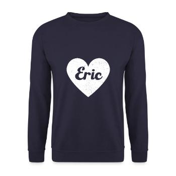 Eric Vorname Geschenkidee Herz Love Ich liebe Eric - Unisex Pullover - Navy - Vorne - Alina (178cm) & Michal (187cm)