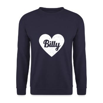 Billy Vorname Geschenkidee Herz Love Ich liebe - Unisex Pullover - Navy - Vorne - Alina (178cm) & Michal (187cm)