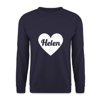Helen Vorname Geschenkidee Herz Love Ich liebe - Unisex Pullover - Navy - Vorne - Alina (178cm) & Michal (187cm)