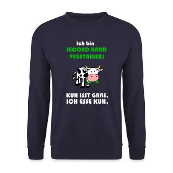 Cow vegetarian - Unisex Sweatshirt - navy - Front - Alina (178cm) & Michal (187cm)