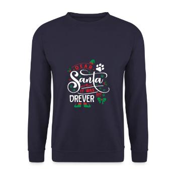 Weihnachten Santa Hunderasse Drever - Unisex Pullover - Navy - Vorne - Alina (178cm) & Michal (187cm)