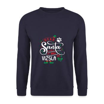 Vizsla Hund Weihnachten Hunderasse - Unisex Pullover - Navy - Vorne - Alina (178cm) & Michal (187cm)