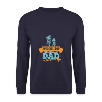 Motocross Vater cooler Papa - Unisex Pullover - Navy - Vorne - Alina (178cm) & Michal (187cm)