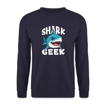 Shark Geek Pour Fan De Requins - Sweat-shirt Unisexe - marine - Devant - Alina (178cm) & Michal (187cm)