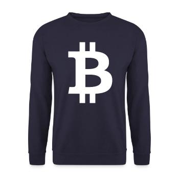 Bitcoin Logo - Unisex Pullover - Navy - Vorne - Alina (178cm) & Michal (187cm)