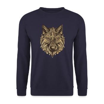 Wolf Portrait - Unisex Sweatshirt - navy - Front - Alina (178cm) & Michal (187cm)